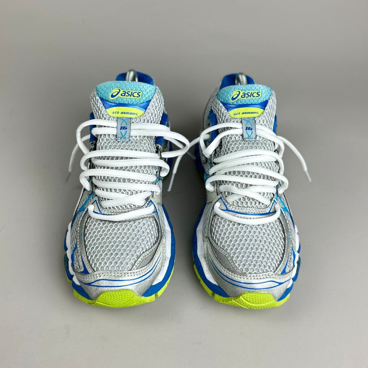 ASICS Gel Nimbus 16 - Blanc / Bleu / Jaune Fluo - Sneykers