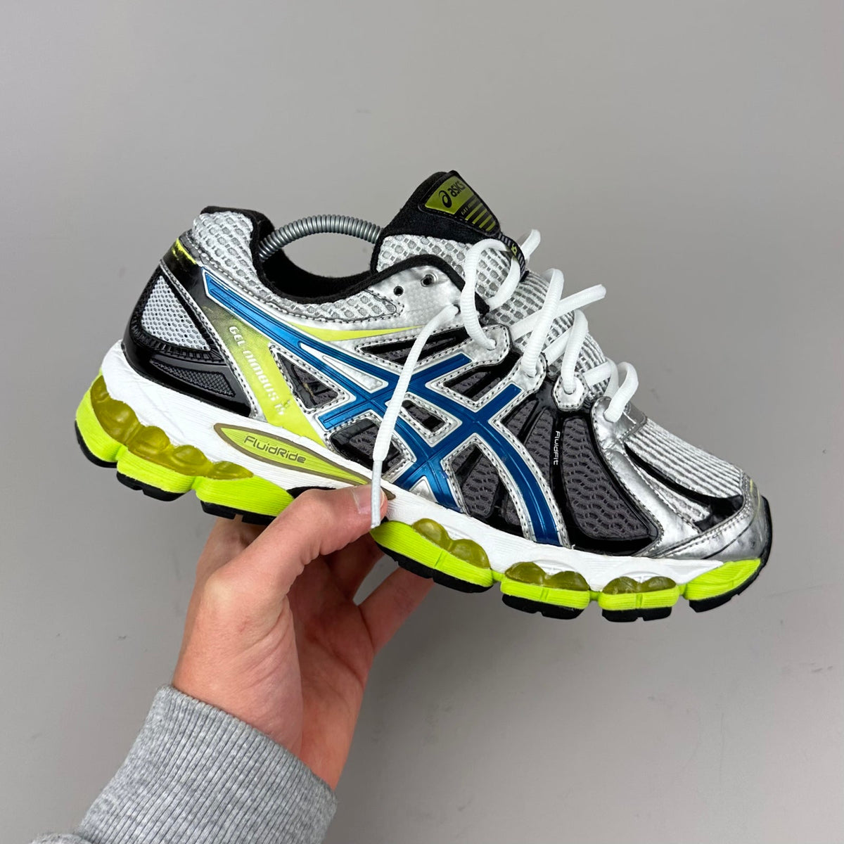 ASICS Gel Nimbus 16 - Blanc / Bleu Roi / Jaune Fluo - Sneykers